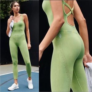 New Free People Good Karma Onesie Jumpsuit Disco Lime